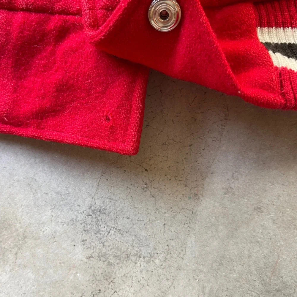 Vintage 1968 Watts Junior Olympics Varsity Jacket Red Wool Los Angeles Mens L